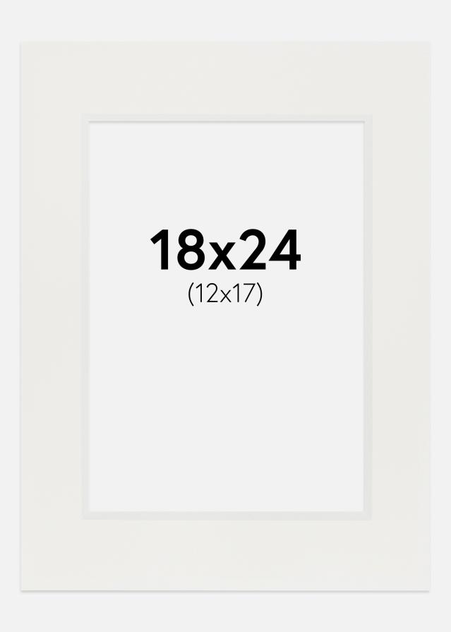 Passepartout Hvit 3 mm (Hvit kjerne) 18x24 cm (12x17)