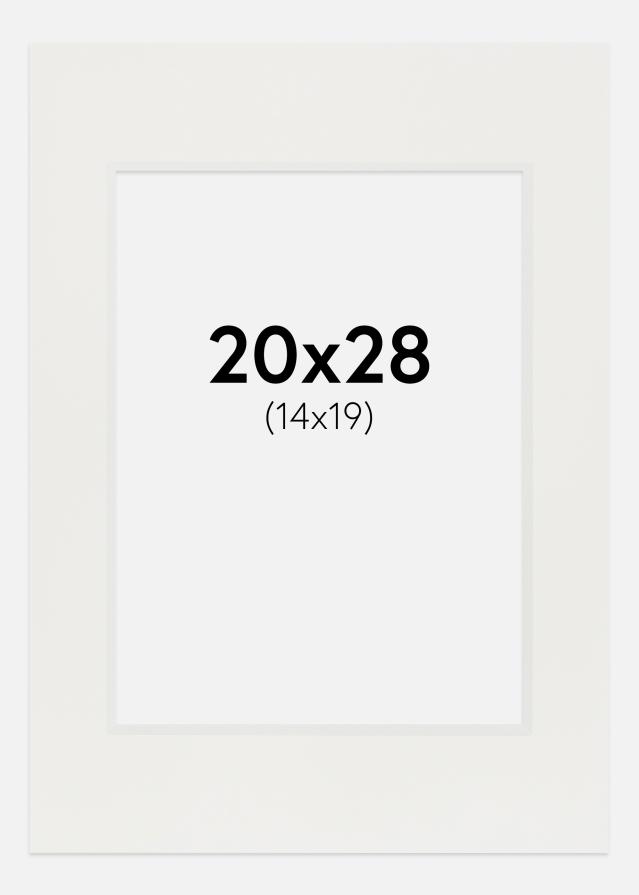 Passepartout Hvit 3 mm (Hvit kjerne) 20x28 cm (14x19)