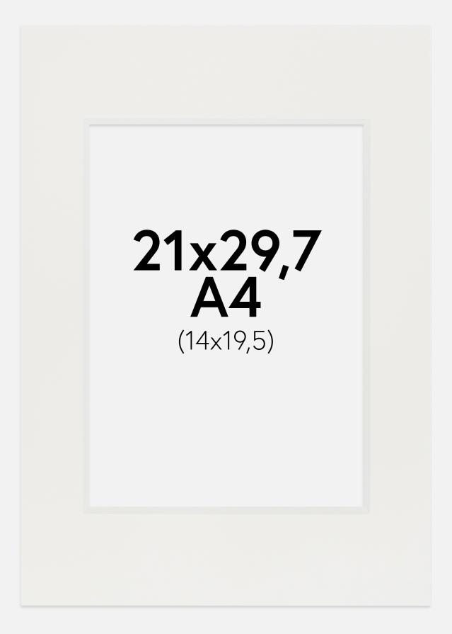 Passepartout Hvit 3 mm (Hvit kjerne) A4 21x29,7 cm (14x19,5)