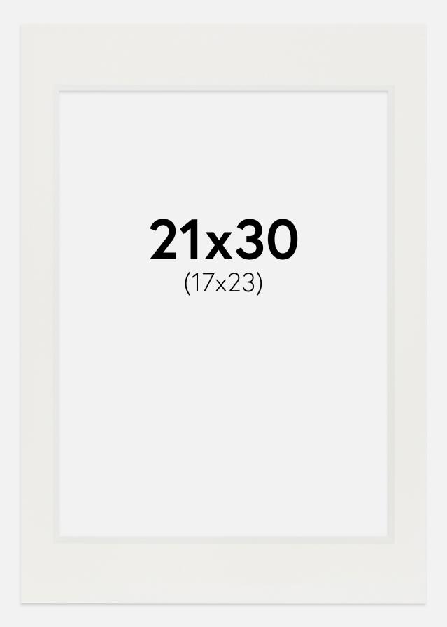 Passepartout Hvit 3 mm (Hvit kjerne) 21x30 cm (17x23)