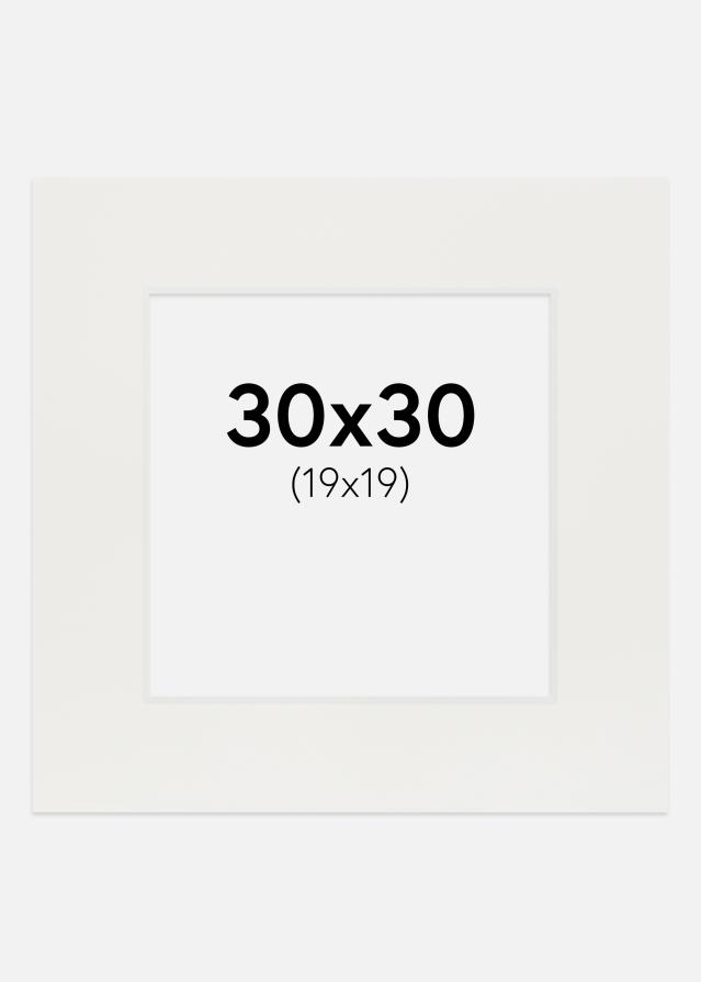 Passepartout Hvit 3 mm (Hvit kjerne) 30x30 cm (19x19)