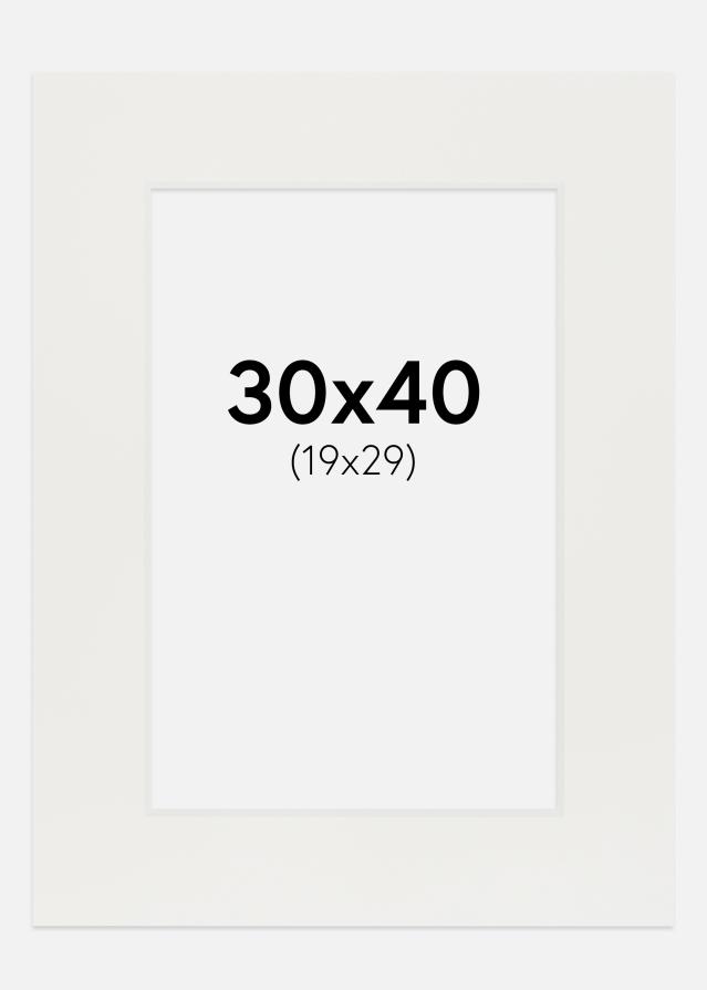 Passepartout Hvit 3 mm (Hvit kjerne) 30x40 cm (19x29)