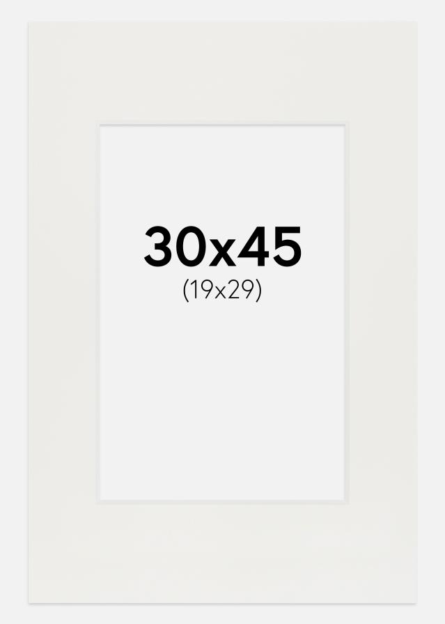 Passepartout Hvit 3 mm (Hvit kjerne) 30x45 cm (19x29)