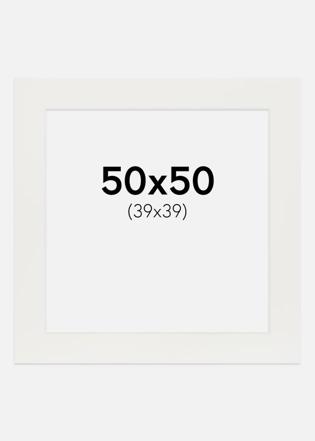 Passepartout Hvit 3 mm (Hvit kjerne) 50x50 cm (39x39)