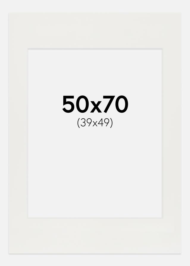 Passepartout Hvit 3 mm (Hvit kjerne) 50x70 cm (39x49)