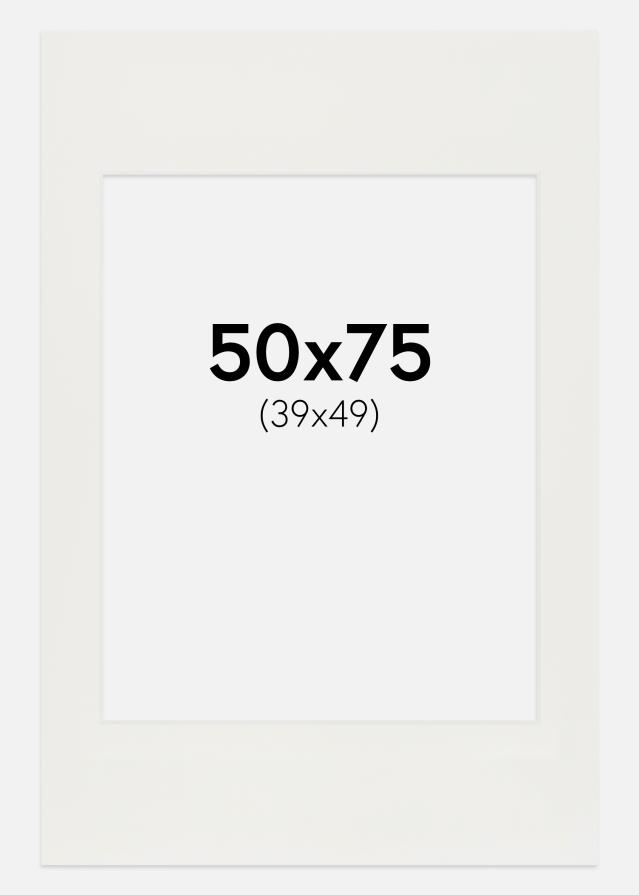 Passepartout Hvit 3 mm (Hvit kjerne) 50x75 cm (39x49)