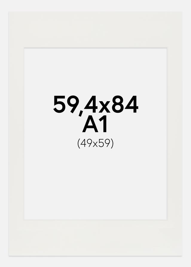 Passepartout Hvit 3 mm (Hvit kjerne) 59,4x84 cm (A1) (49x59)