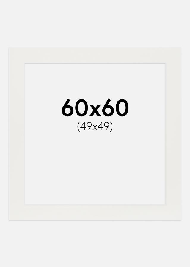 Passepartout Hvit 3 mm (Hvit kjerne) 60x60 cm (49x49)