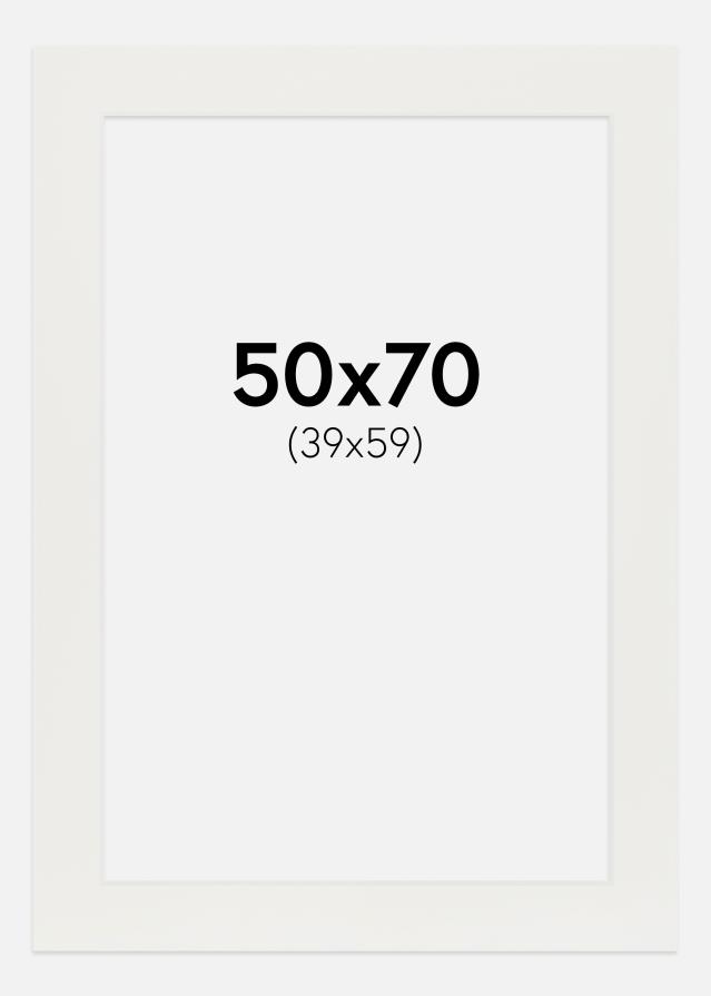 Passepartout Hvit 3 mm (Hvit kjerne) 50x70 cm (39x59)