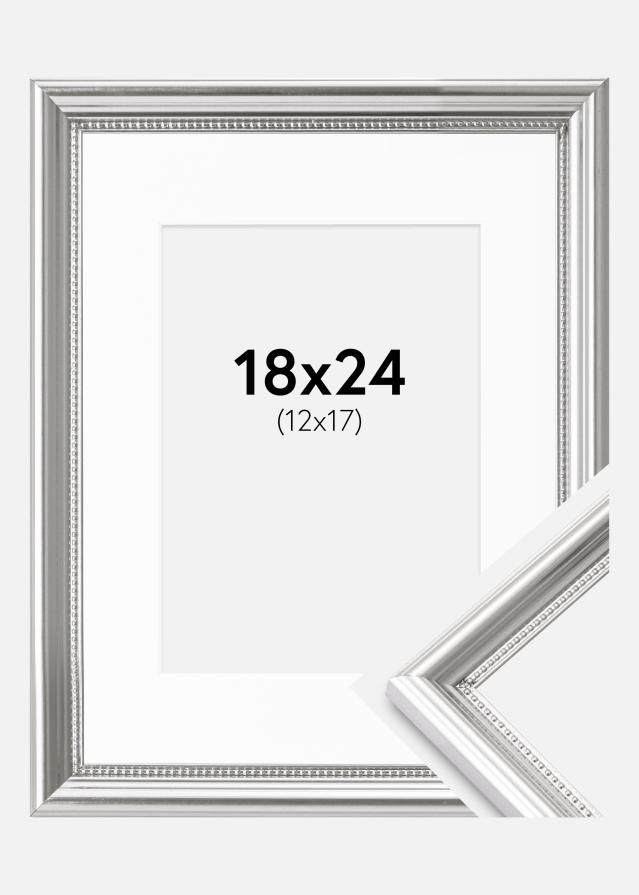Ramme Gala Sølv 18x24 cm - Passepartout Hvit 13x18 cm