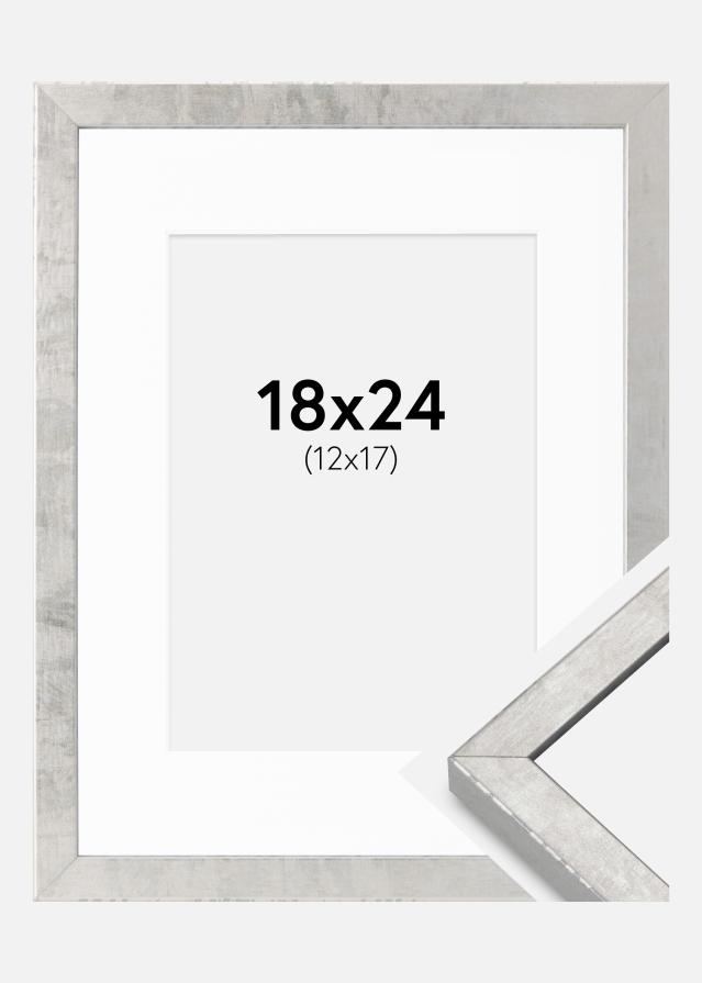 Ramme Ares Sølv 18x24 cm - Passepartout Hvit 13x18 cm