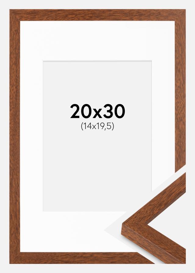 Ramme Modern varm brun 20x30 cm - Passepartout Hvit 15x21 cm