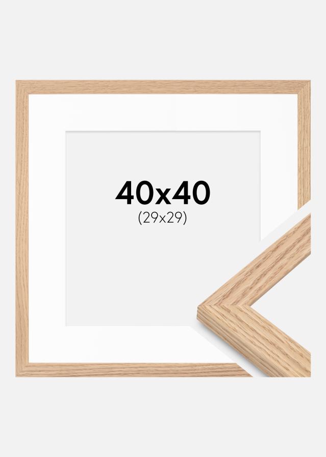 Ramme Tidlös Massiv Eik 40x40 cm - Passepartout Hvit 30x30 cm