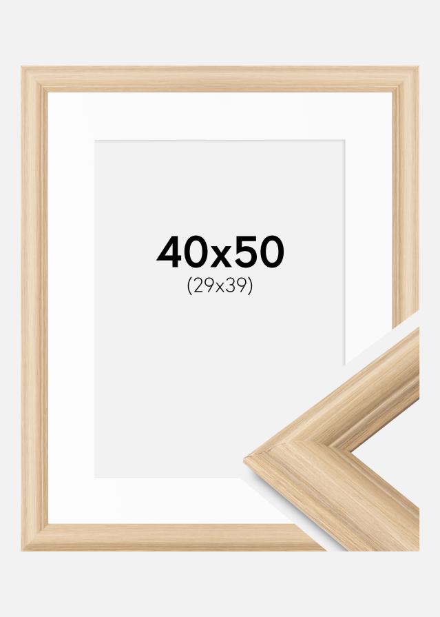 Ramme Västkusten Eik 40x50 cm - Passepartout Hvit 30x40 cm