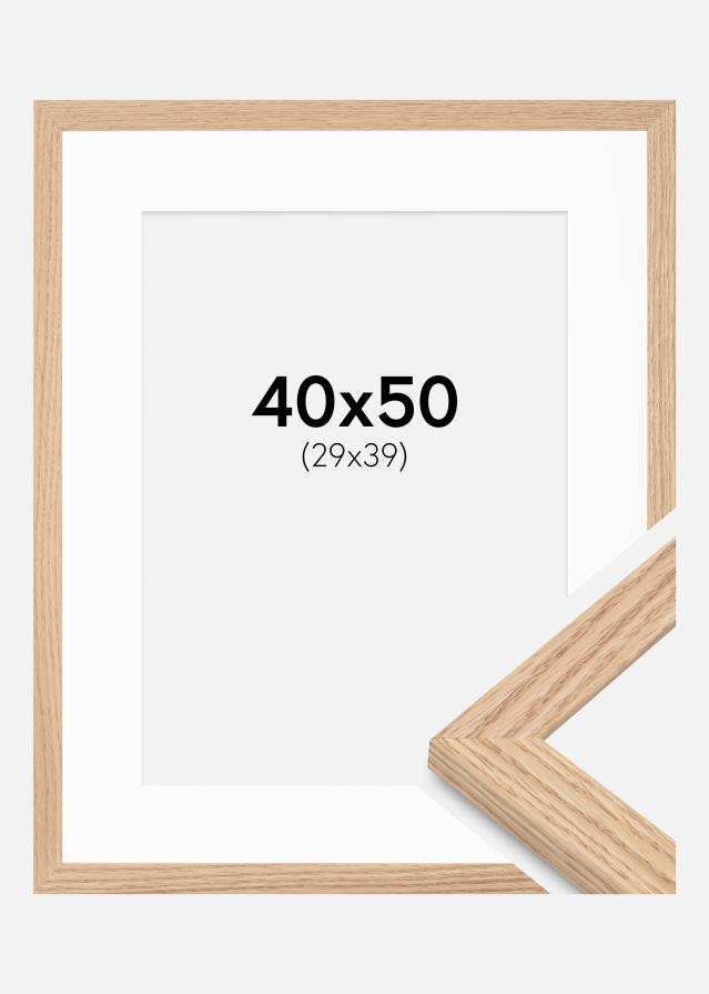 Ramme Tidlös Massiv Eik 40x50 cm - Passepartout Hvit 30x40 cm