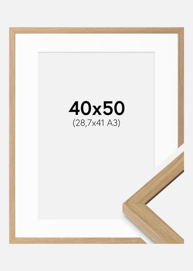 Ramme Ares Naturlig Eik 40x50 cm - Passepartout Hvit 29,7x42 cm