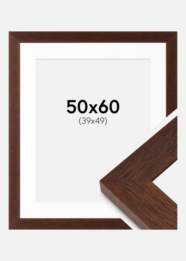 Ramme Juno Teak 50x60 cm - Passepartout Hvit 40x50 cm