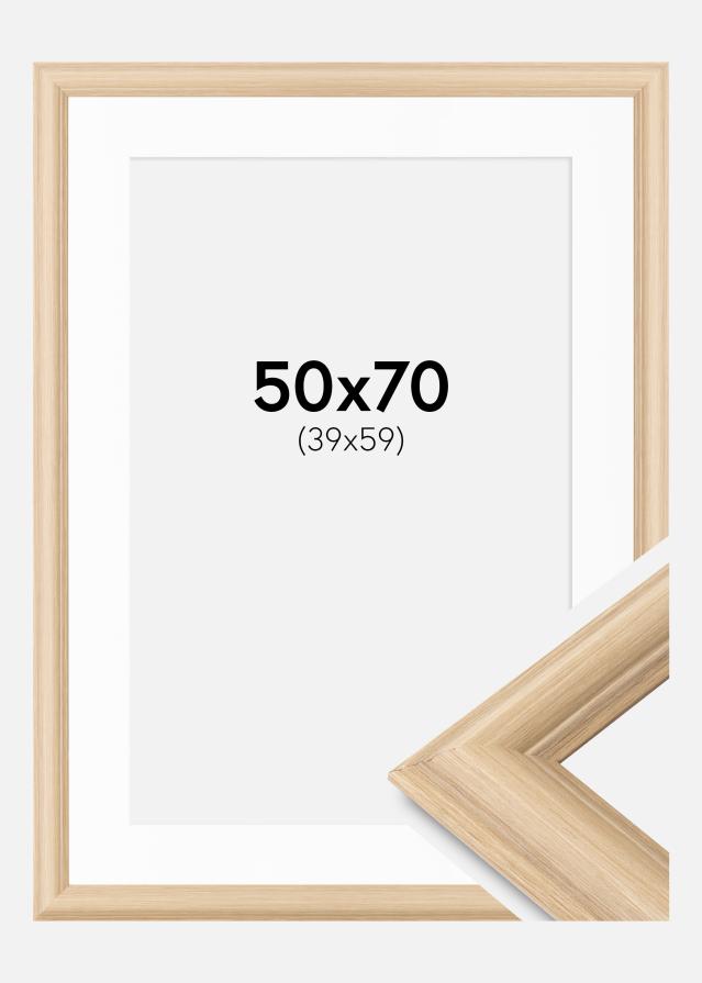 Ramme Västkusten Eik 50x70 cm - Passepartout Hvit 40x60 cm