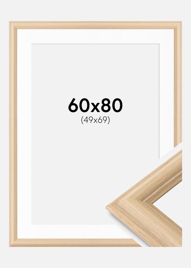 Ramme Västkusten Eik 60x80 cm - Passepartout Hvit 50x70 cm