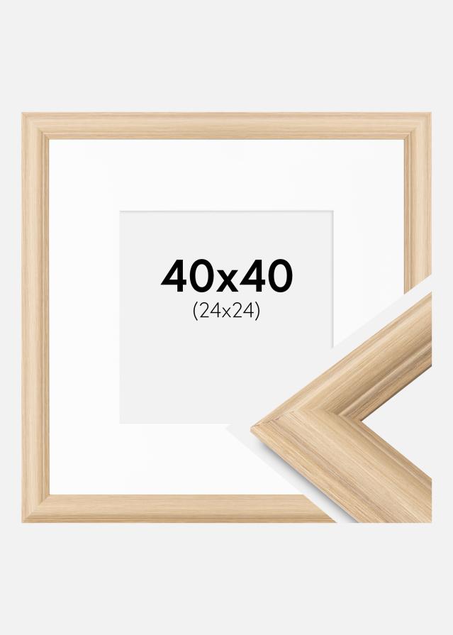 Ramme Västkusten Eik 40x40 cm - Passepartout Hvit 25x25 cm