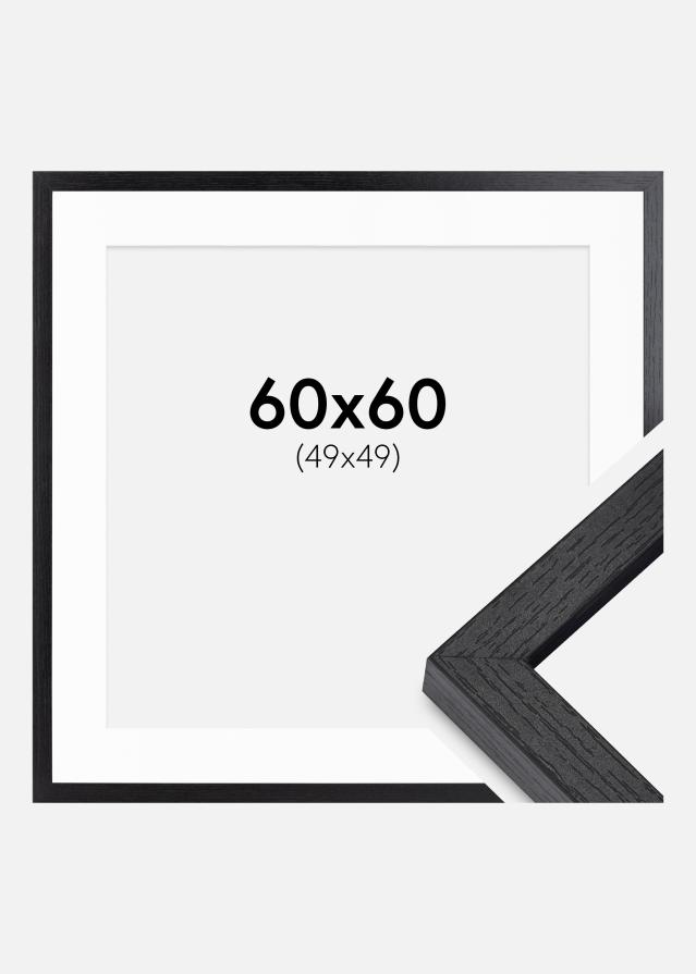 BGA Boksramme Svart 60x60 cm - Passepartout Hvit 50x50 cm