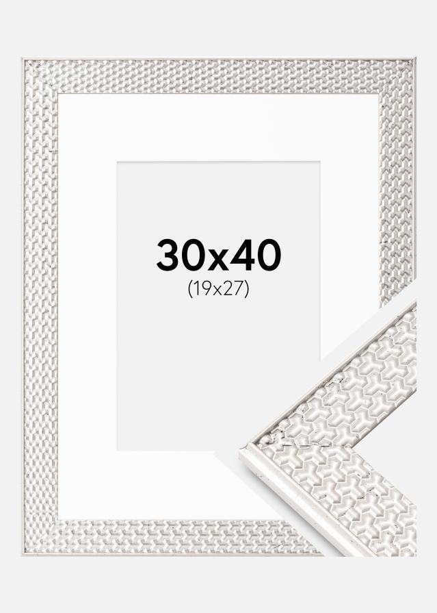 Ramme Grace Sølv 30x40 cm - Passepartout Hvit 20x28 cm