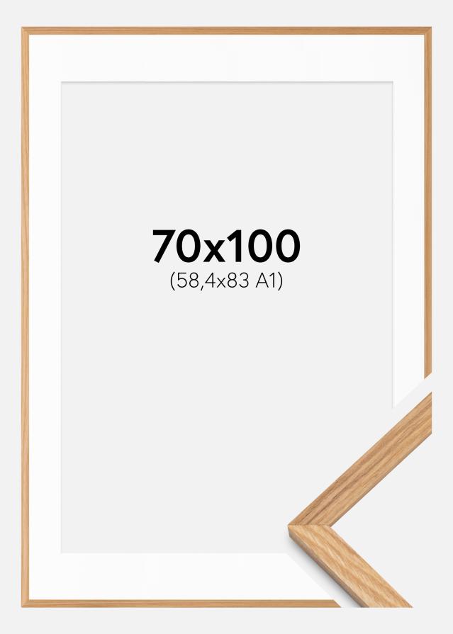 Ramme Massiv Eik 70x100 cm - Passepartout Hvit 59,4x84 cm