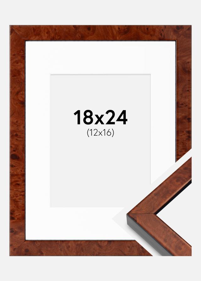 Ramme Hermes valnøtt 18x24 cm - Passepartout Hvit 13x17 cm