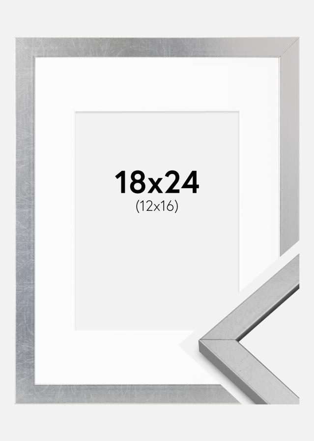 Ramme Minerva Sølv 18x24 cm - Passepartout Hvit 13x17 cm