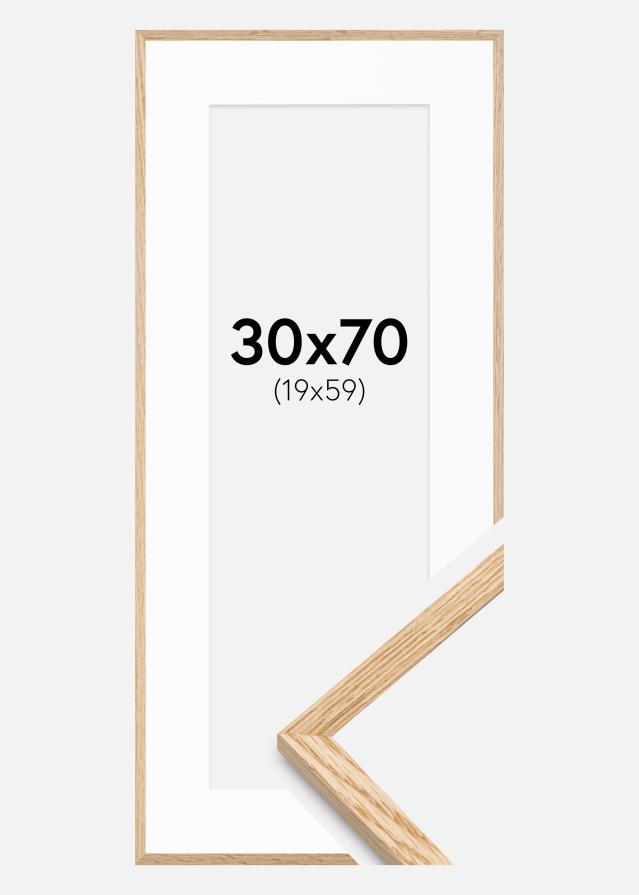 Ramme Tynn Eik 30x70 cm - Passepartout Hvit 20x60 cm