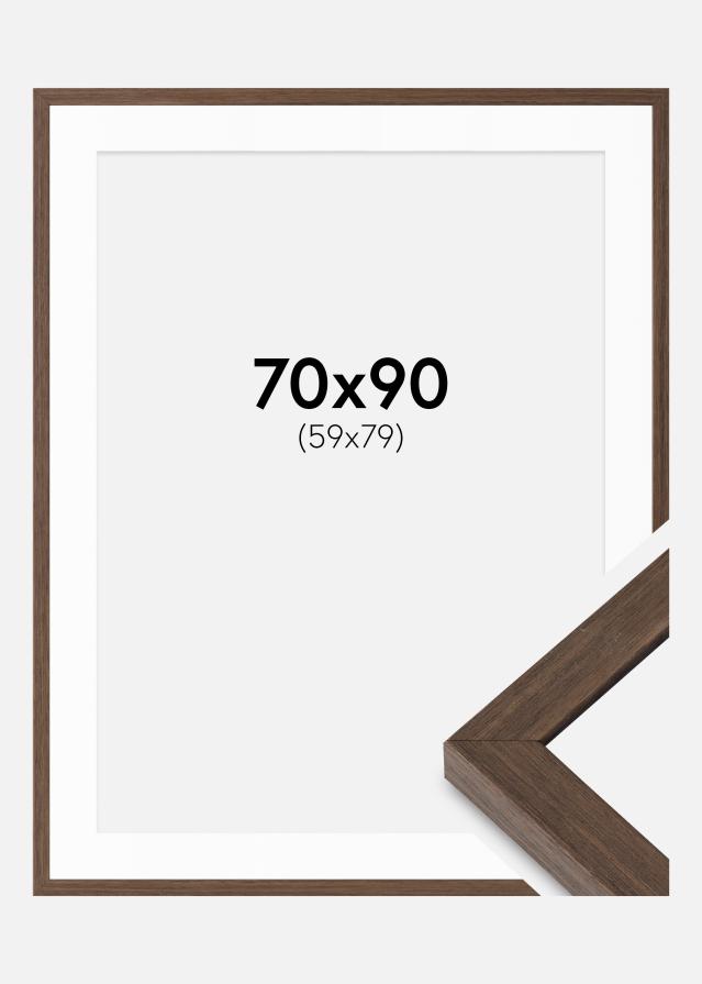 Ramme Hermes Valnøtt 70x90 cm - Passepartout Hvit 60x80 cm