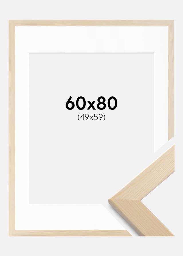 Ramme Trendline Natur 60x80 cm - Passepartout Hvit 50x60 cm