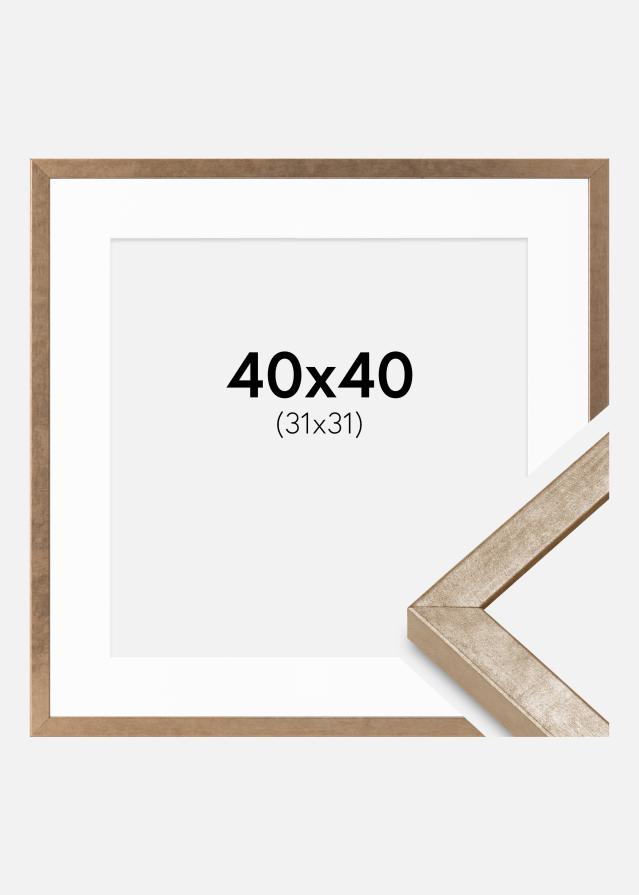 Ramme Ares Messing 40x40 cm - Passepartout Hvit 32x32 cm