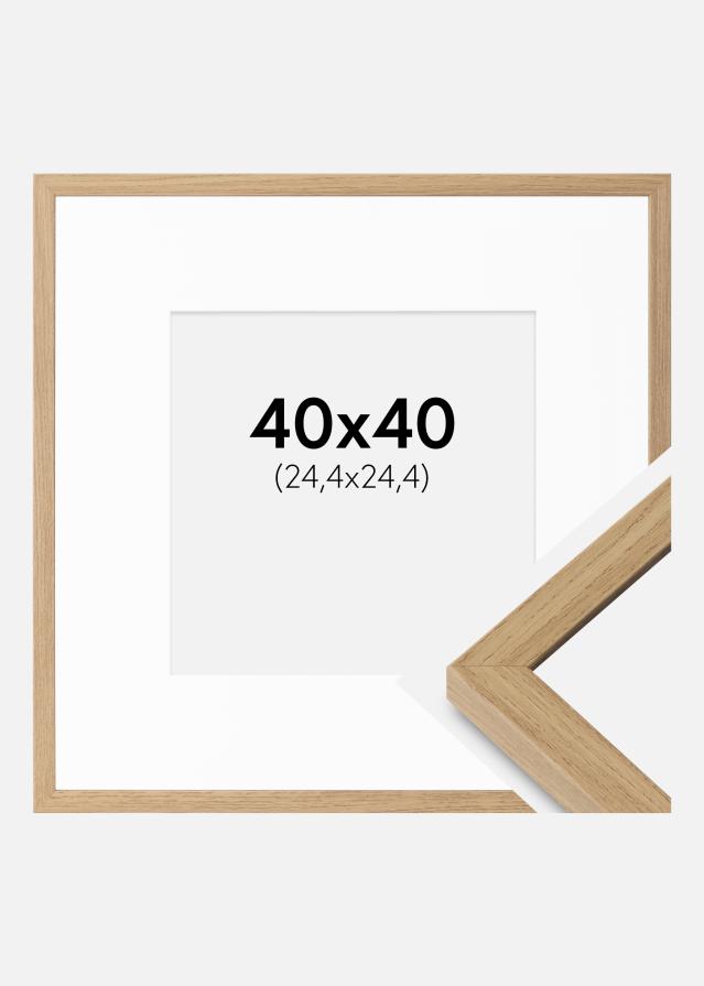 Ramme Ares Naturlig Eik 40x40 cm - Passepartout Hvit 10x10 inches