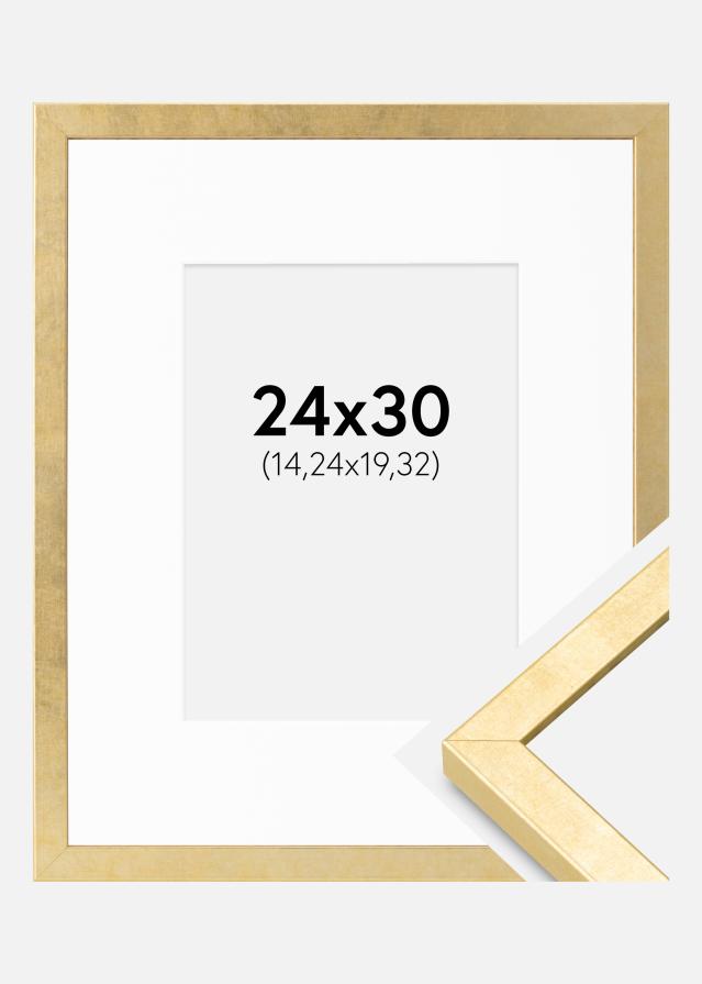Ramme Ares Gull 24x30 cm - Passepartout Hvit 6x8 inches