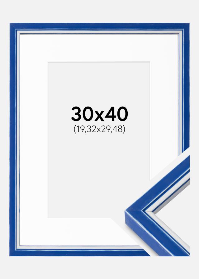 Ramme Diana Blå 30x40 cm - Passepartout Hvit 8x12 inches