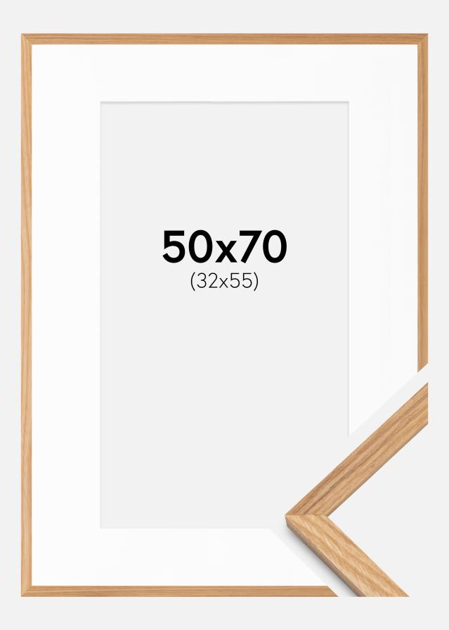 Ramme Massiv Eik 50x70 cm - Passepartout Hvit 33x56 cm