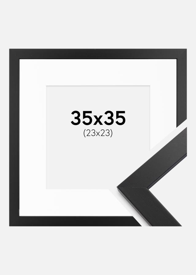 Ramme Black Wood 35x35 cm - Passepartout Hvit 24x24 cm