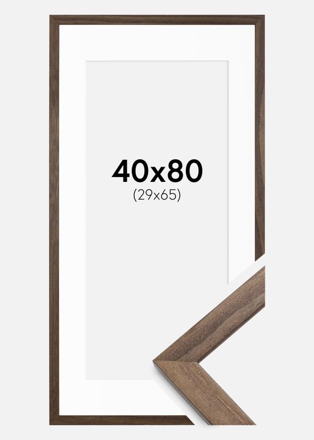 Ramme Stilren Valnøtt 40x80 cm - Passepartout Hvit 30x66 cm