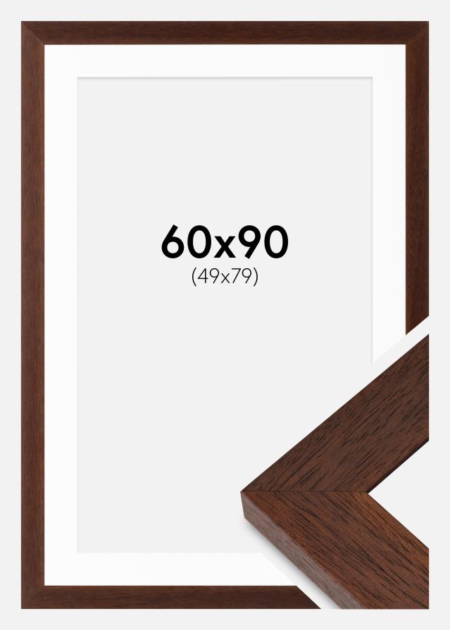 Ramme Juno Teak 60x90 cm - Passepartout Hvit 50x80 cm