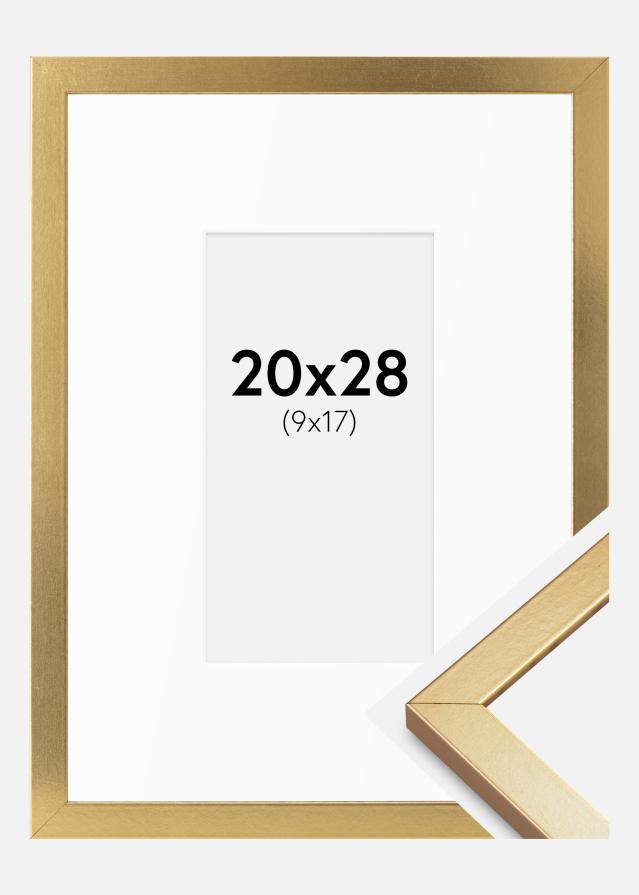 Ramme Minerva Gull 20x28 cm - Passepartout Hvit 10x18 cm