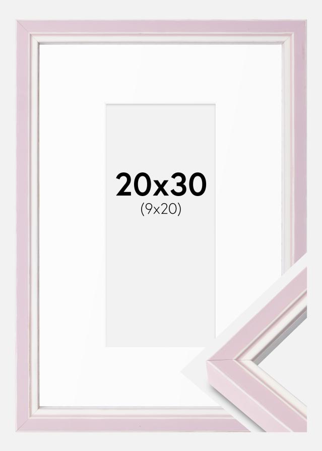 Ramme Diana Rosa 20x30 cm - Passepartout Hvit 10x21 cm