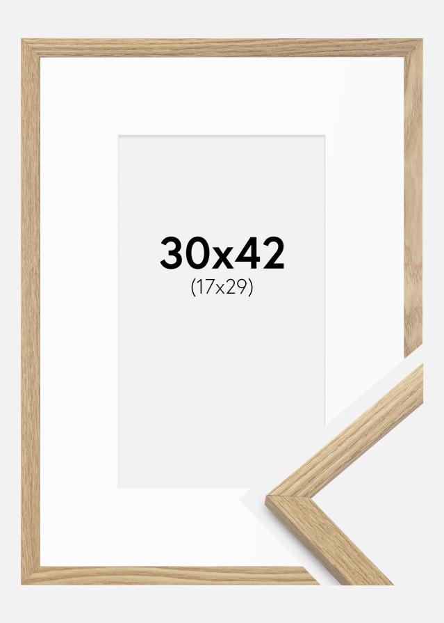 Ramme Trendy Eik 30x42 cm - Passepartout Hvit 18x30 cm