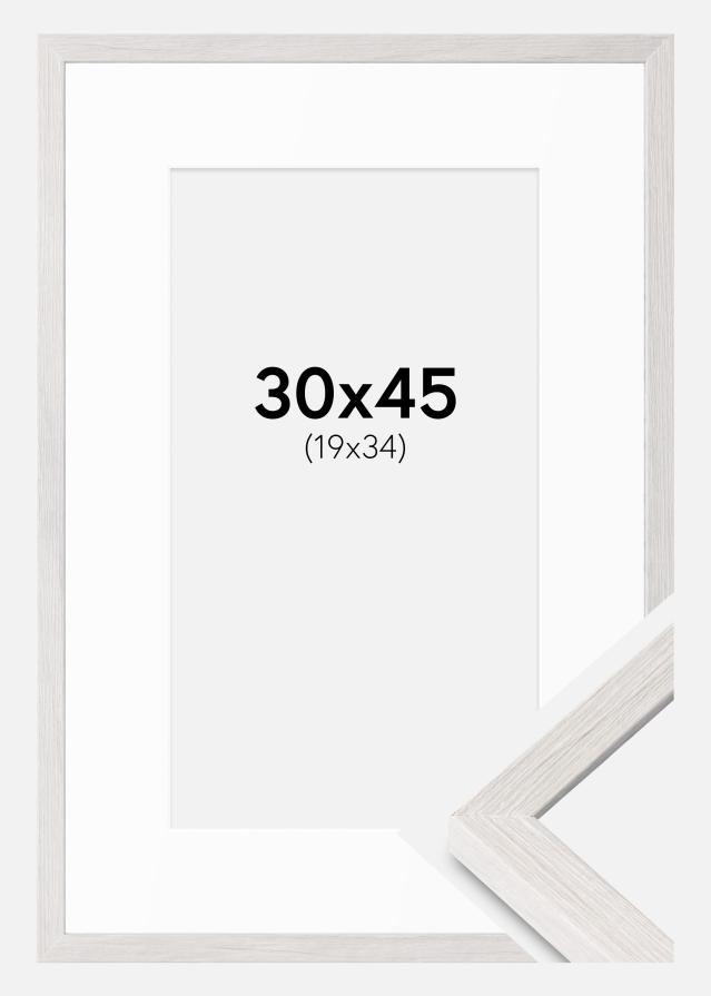 Ramme Ares Hvit eik 30x45 cm - Passepartout Hvit 20x35 cm