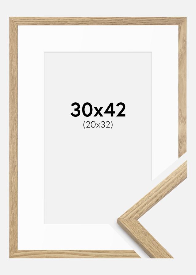 Ramme Trendy Eik 30x42 cm - Passepartout Hvit 21x33 cm