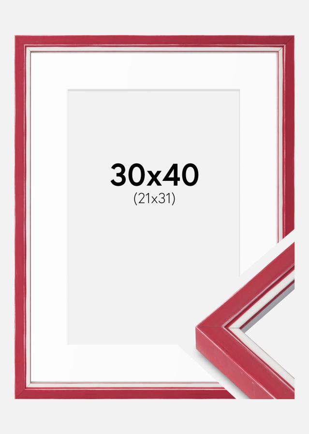 Ramme Diana Rød 30x40 cm - Passepartout Hvit 22x32 cm