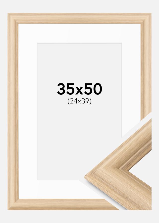Ramme Västkusten Eik 35x50 cm - Passepartout Hvit 25x40 cm