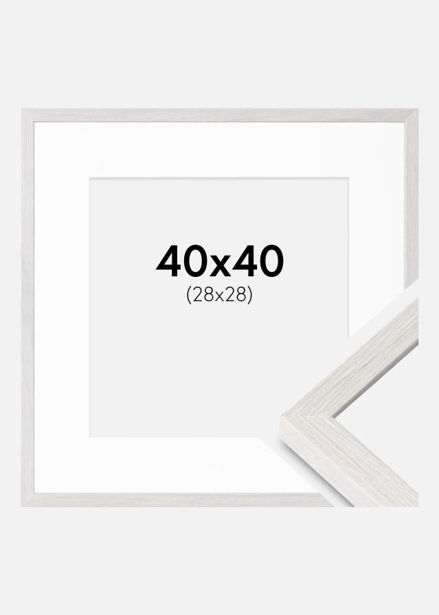 Ramme Ares Hvit eik 40x40 cm - Passepartout Hvit 29x29 cm