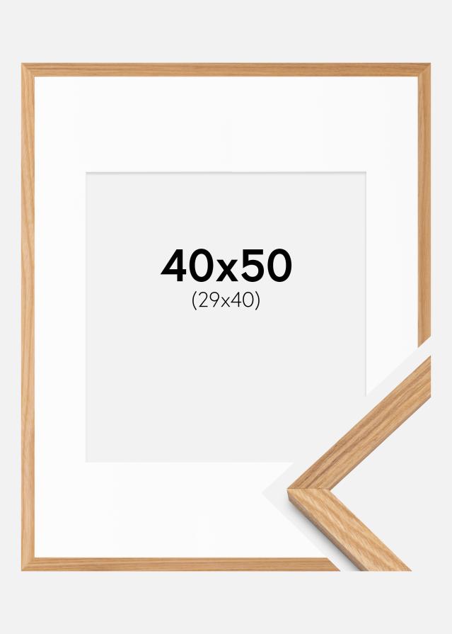 Ramme Massiv Eik 40x50 cm - Passepartout Hvit 30x41 cm