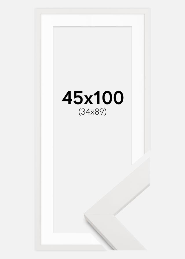 Ramme Hvit tre 45x100 cm - Passepartout Hvit 35x90 cm